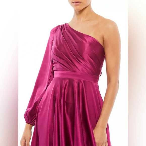 Mac Duggal Ieena High-Low One-Shoulder Gown Berry 16892 - Picture 2 of 15